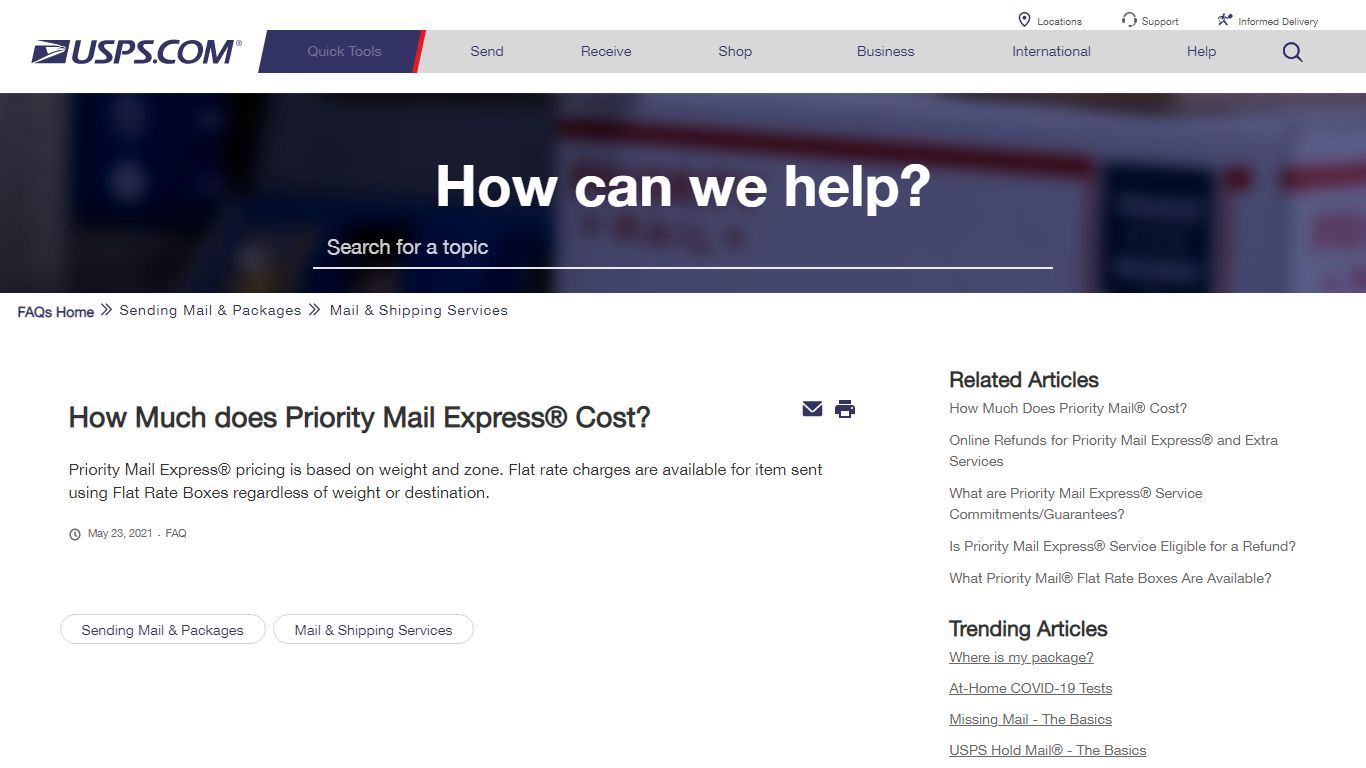 How Much does Priority Mail Express® Cost? - USPS